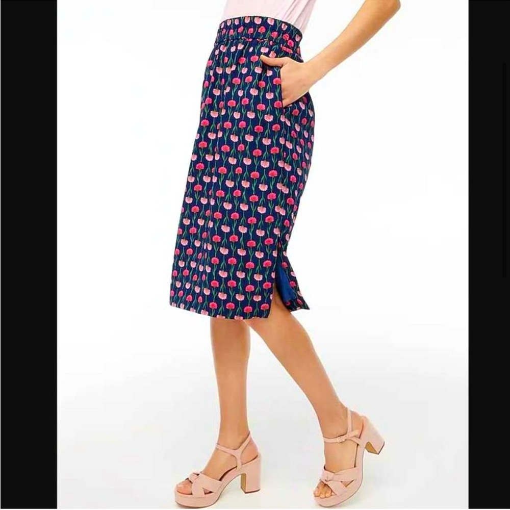 J. Crew Blue and Pink Midi Skirt